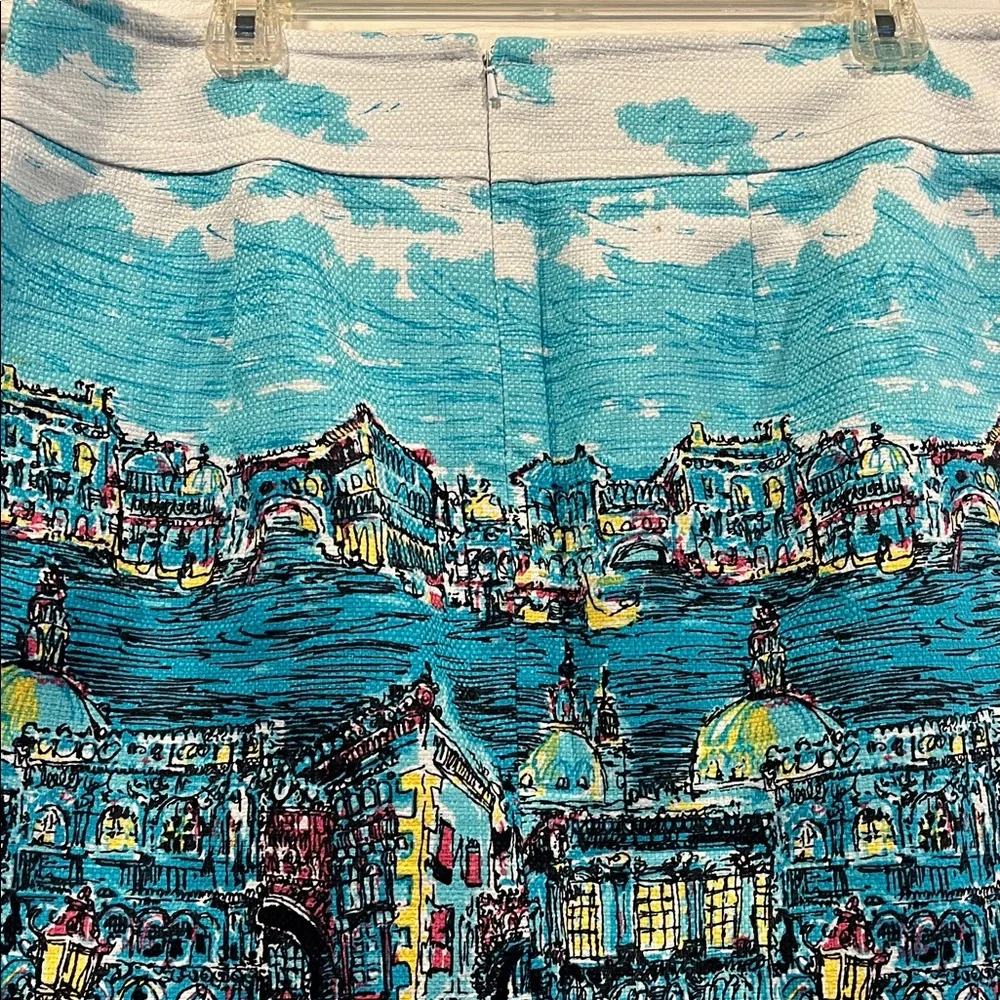 Talbots Vibrant Venice Italy Mini Skirt - Blue and Black‎ Size 12 - Picture 7 of 15